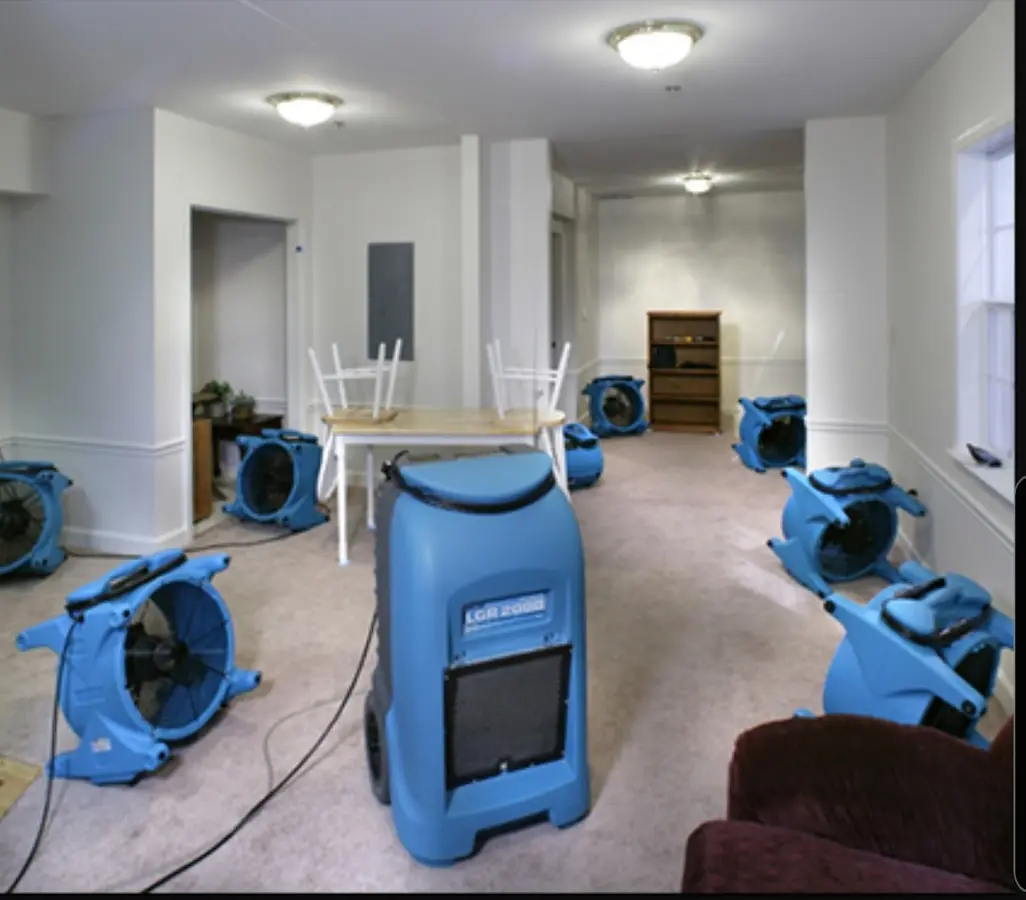 Air movers and dehumidifier setup for Water Extraction & Removal in Somerville